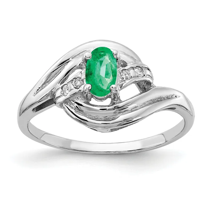 Solid 14k White Gold 5x3mm Oval Simulated Emerald VS CZ Ring Goldia Rings Solid 14k White Gold 5x3mm Oval Simulated Emerald VS CZ Ring Goldia Rings