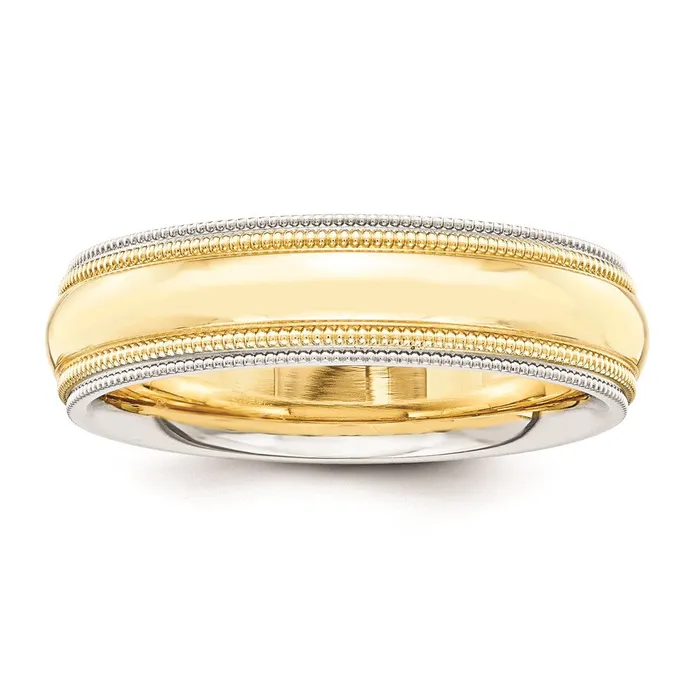 Solid 14K Yellow Gold TwoTone 5mm MilgrainedEdged Size 8 Wedding MensWomens Wedding Band Ring Goldia Rings Solid 14K Yellow Gold TwoTone 5mm MilgrainedEdged Size 8 Wedding MensWomens Wedding Band Ring Goldia Rings