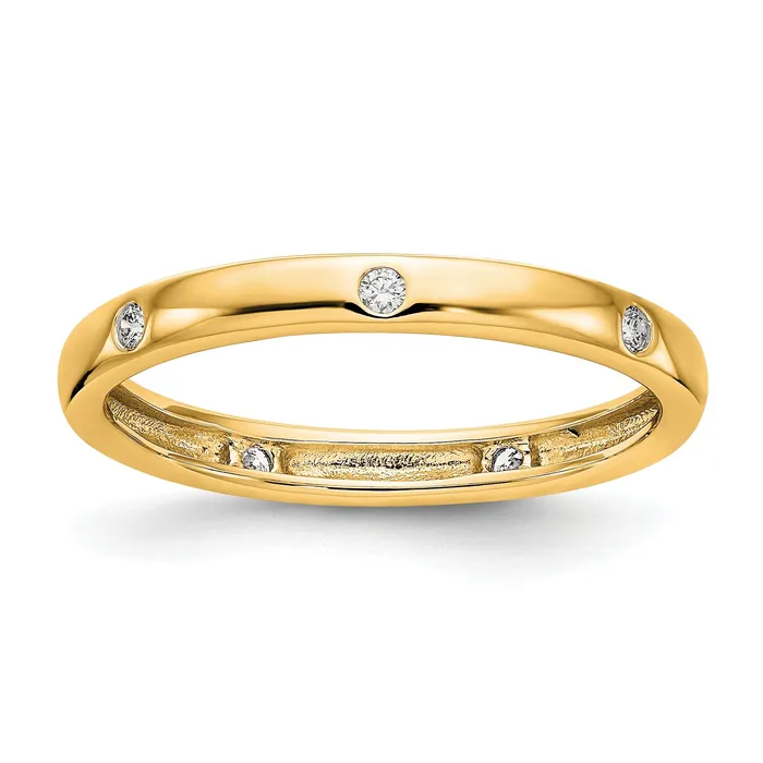Solid Real 14k 110CT Polished Bezel Set CZ Eternity Wedding Band Ring Goldia Rings Solid Real 14k 110CT Polished Bezel Set CZ Eternity Wedding Band Ring Goldia Rings