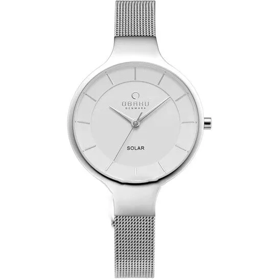 Watches JMS always Original Obaku Solar Quartz Silver Dial Ladies Watch V221LRCWMC Watches JMS always Original Obaku Solar Quartz Silver Dial Ladies Watch V221LRCWMC