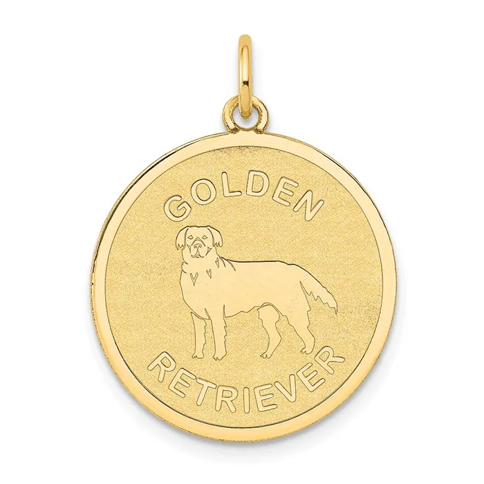 Charm Necklaces TreasureFineJewelers 14k Yellow Gold Golden Retriever Disc Charm Charm Necklaces TreasureFineJewelers 14k Yellow Gold Golden Retriever Disc Charm