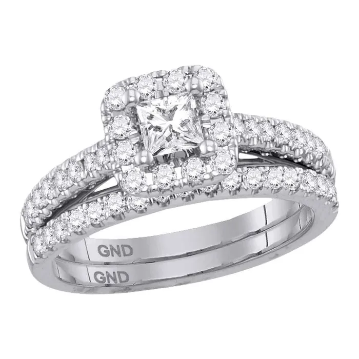 North Arrow Shop Rings 14kt white gold womens princess diamond bridal wedding engagement ring band set 100 cttw113727 North Arrow Shop Rings 14kt white gold womens princess diamond bridal wedding engagement ring band set 100 cttw113727