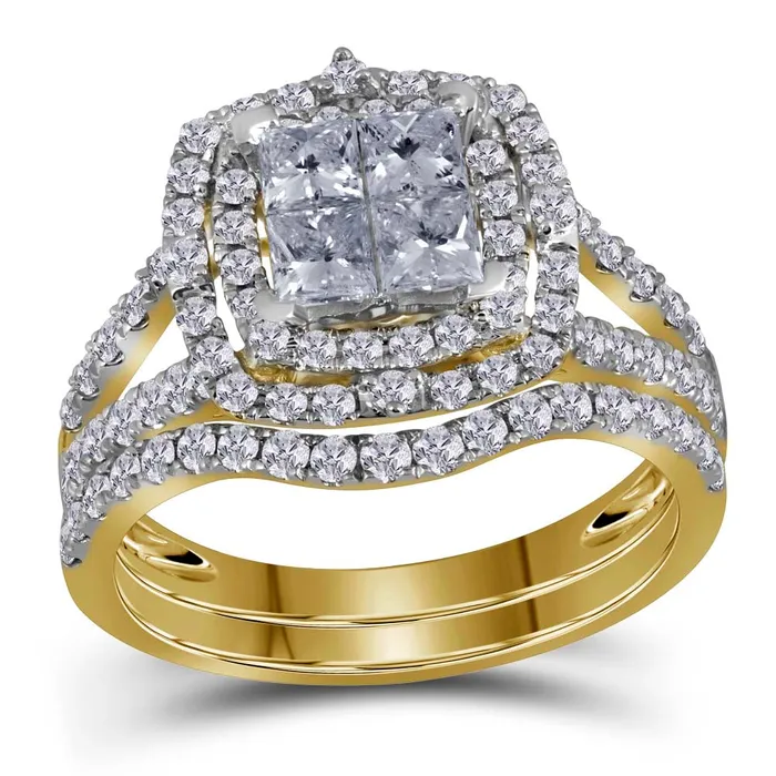 North Arrow Shop Rings 14kt yellow gold womens princess diamond bridal wedding engagement ring band set 1 12 cttw116734 North Arrow Shop Rings 14kt yellow gold womens princess diamond bridal wedding engagement ring band set 1 12 cttw116734