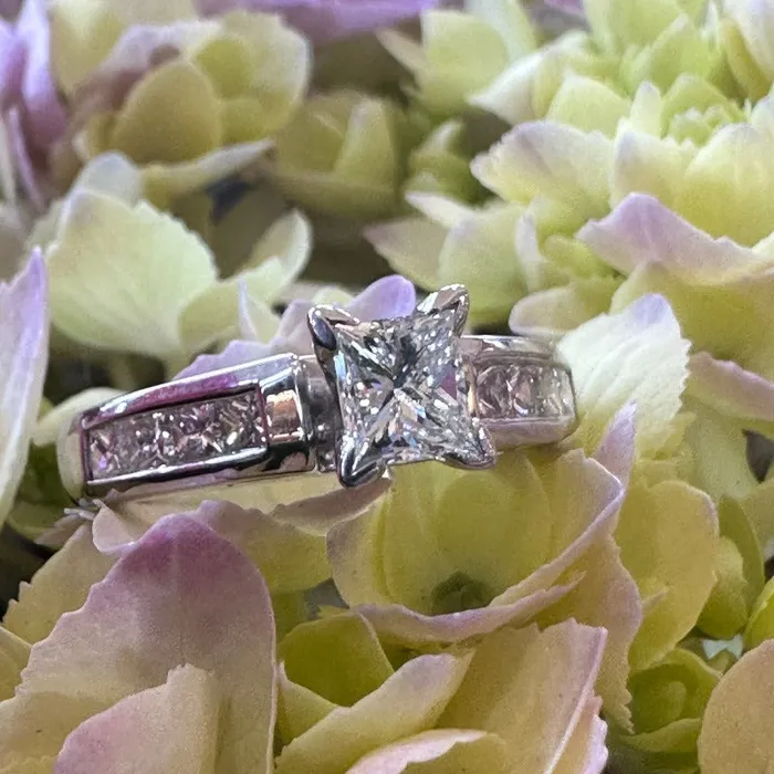 ONeills Estate Jewelry Rings 14 Karat White Gold Princess Cut Diamond Ring 10000568 ONeills Estate Jewelry Rings 14 Karat White Gold Princess Cut Diamond Ring 10000568
