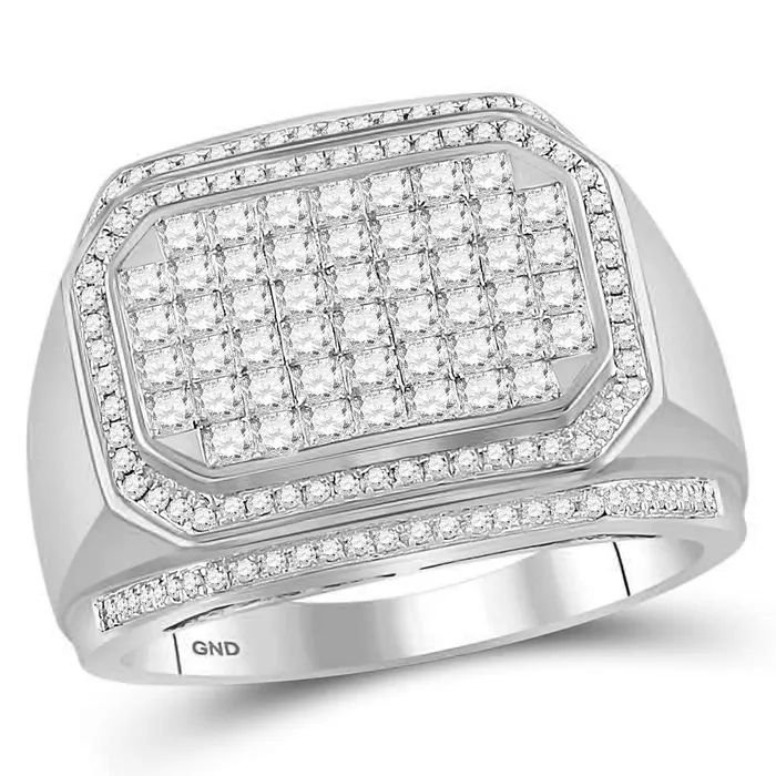 Rings 14kt white gold mens round diamond octagon cluster ring 1 34 cttw107508 North Arrow Shop Rings 14kt white gold mens round diamond octagon cluster ring 1 34 cttw107508 North Arrow Shop