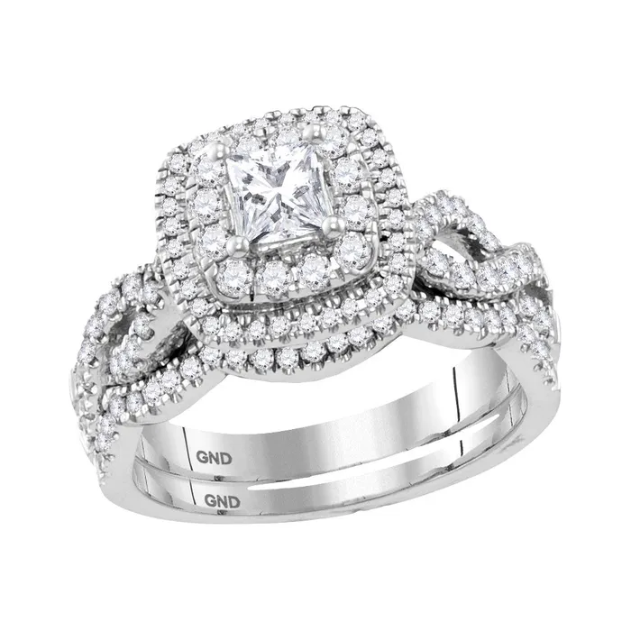 Rings 14kt white gold womens princess diamond bridal wedding engagement ring band set 1 18 cttw116999 North Arrow Shop Rings 14kt white gold womens princess diamond bridal wedding engagement ring band set 1 18 cttw116999 North Arrow Shop