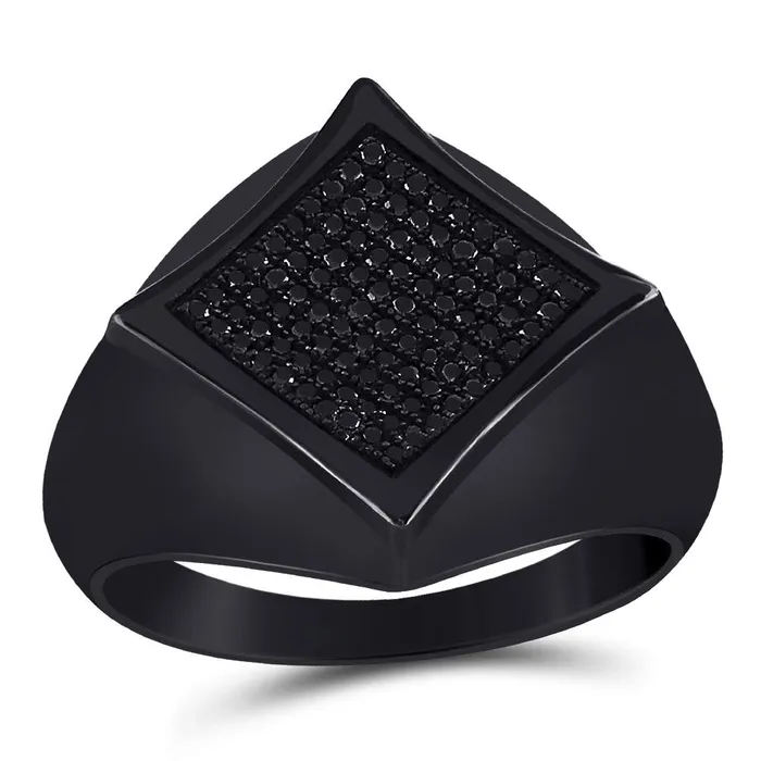 Rings North Arrow Shop sterling silver mens round black color enhanced diamond square cluster ring 13 cttw60871 Rings North Arrow Shop sterling silver mens round black color enhanced diamond square cluster ring 13 cttw60871