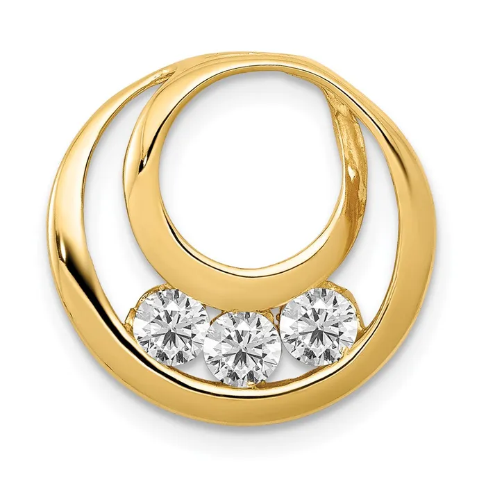 Rings TreasureFineJewelers 14k Yellow Gold 32mm AAA Diamond Three Stone Circles Chain Slide Rings TreasureFineJewelers 14k Yellow Gold 32mm AAA Diamond Three Stone Circles Chain Slide