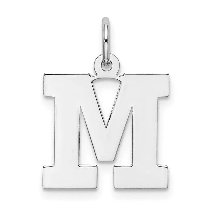 Rings TreasureFineJewelers Sterling Silver Rhodiumplated Block Letter M Initial Charm Rings TreasureFineJewelers Sterling Silver Rhodiumplated Block Letter M Initial Charm
