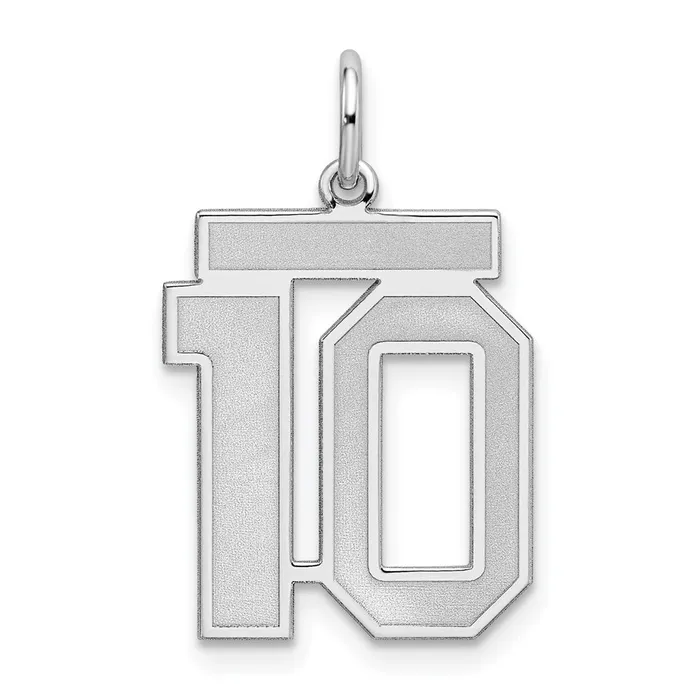 Rings TreasureFineJewelers Sterling SilverRhodiumplated Satin Number 10 Charm Rings TreasureFineJewelers Sterling SilverRhodiumplated Satin Number 10 Charm