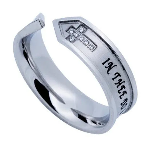 Rings TRUST Open End Ring Double Cross Stainless Steel with CZ North Arrow Shop Rings TRUST Open End Ring Double Cross Stainless Steel with CZ North Arrow Shop