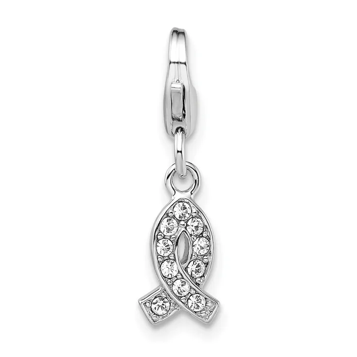 Sterling Silver Amore La Vita Rhodpl Swarovski Awareness Ribbon Charm TreasureFineJewelers Rings Sterling Silver Amore La Vita Rhodpl Swarovski Awareness Ribbon Charm TreasureFineJewelers Rings