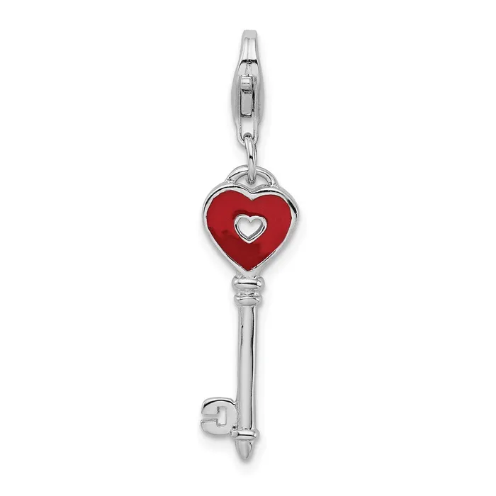 Sterling Silver Amore La Vita Rhodiumplated Enameled Heart Key Charm TreasureFineJewelers Rings Sterling Silver Amore La Vita Rhodiumplated Enameled Heart Key Charm TreasureFineJewelers Rings
