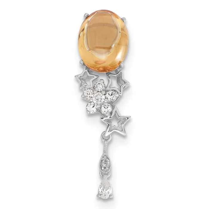 Sterling Silver Orange Clear CZ Flower Stars Dangle Chain Slide TreasureFineJewelers Rings Sterling Silver Orange Clear CZ Flower Stars Dangle Chain Slide TreasureFineJewelers Rings