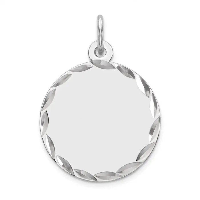 Sterling Silver Rhodplated Eng Rnd Polish FrontSatin Back Disc Charm TreasureFineJewelers Rings Sterling Silver Rhodplated Eng Rnd Polish FrontSatin Back Disc Charm TreasureFineJewelers Rings