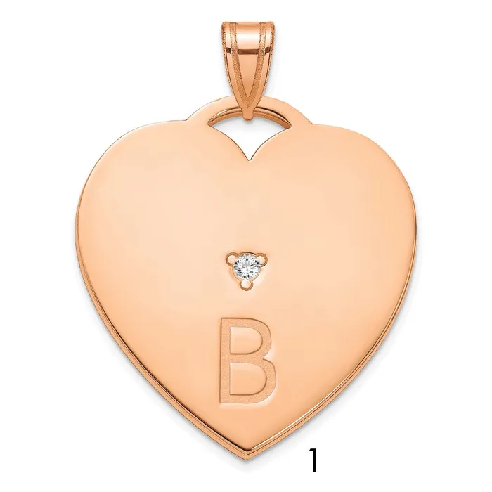 Sterling Silver Rose Gold Plated Polished 1 Letter Charm with Diamond TreasureFineJewelers Rings Sterling Silver Rose Gold Plated Polished 1 Letter Charm with Diamond TreasureFineJewelers Rings
