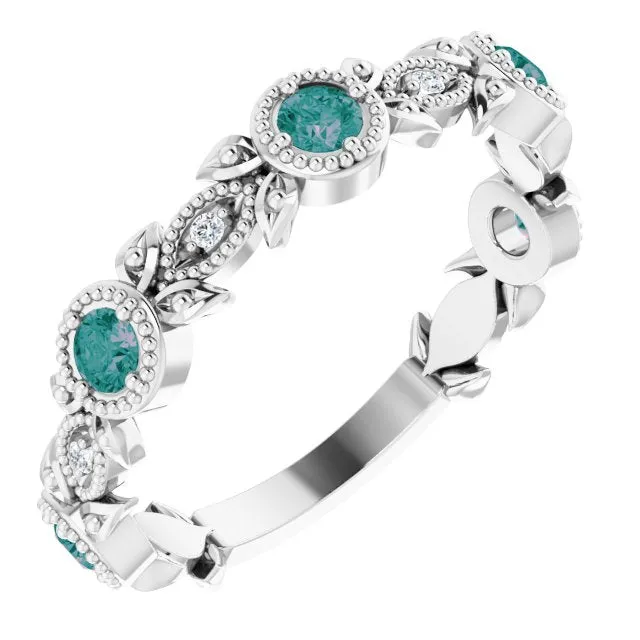 TreasureFineJeweler Rings 14K White LabGrown Alexandrite 03 CTW Natural Diamond Leaf Ring TreasureFineJeweler Rings 14K White LabGrown Alexandrite 03 CTW Natural Diamond Leaf Ring