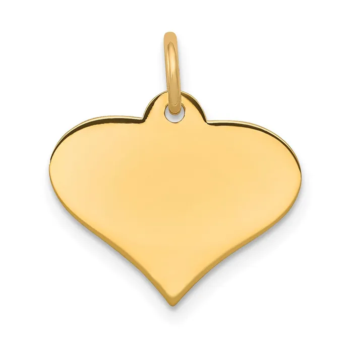 TreasureFineJewelers 14k Yellow Gold Plain 035 Gauge Engraveable Heart Disc Charm Charm Necklaces TreasureFineJewelers 14k Yellow Gold Plain 035 Gauge Engraveable Heart Disc Charm Charm Necklaces