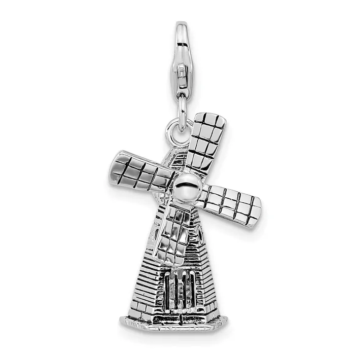 TreasureFineJewelers Rings Sterling Silver Amore La Vita Rhodiumpl 3D Moveable Windmill Charm TreasureFineJewelers Rings Sterling Silver Amore La Vita Rhodiumpl 3D Moveable Windmill Charm