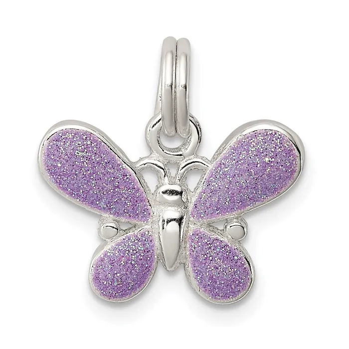 TreasureFineJewelers Rings Sterling Silver Purple Enamel Polished Butterfly Charm TreasureFineJewelers Rings Sterling Silver Purple Enamel Polished Butterfly Charm