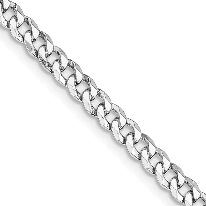 TreasureFineJewelers Rings Sterling Silver Rhodiumplated 4mm Beveled Curb Chain TreasureFineJewelers Rings Sterling Silver Rhodiumplated 4mm Beveled Curb Chain