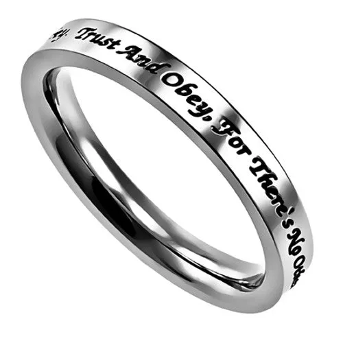 Trust And Obey Ring Stainless Steel Band Ring Hymn Inspired North Arrow Shop Rings Trust And Obey Ring Stainless Steel Band Ring Hymn Inspired North Arrow Shop Rings