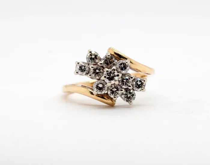 Estate 14KY 102 Cttw Diamond Cluster Ring JSI1 FULLERS PURCHASE FROM PUBLIC Rings Estate 14KY 102 Cttw Diamond Cluster Ring JSI1 FULLERS PURCHASE FROM PUBLIC Rings