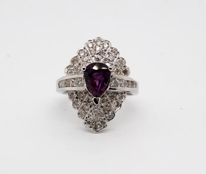 FULLERS PURCHASE FROM PUBLIC Rings Estate 14KW 185 Ct Purple Sapphire and 60 Cttw Diamond Ring FULLERS PURCHASE FROM PUBLIC Rings Estate 14KW 185 Ct Purple Sapphire and 60 Cttw Diamond Ring