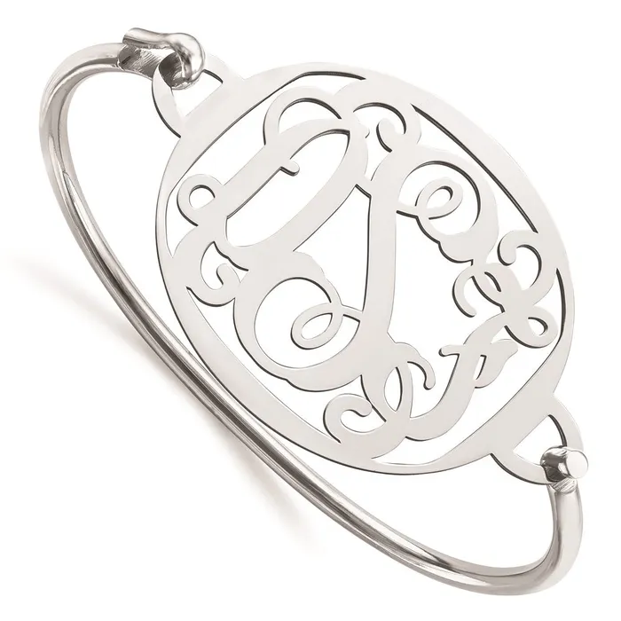Rings 10KW Polished Monogram Plate with Sterling Silver BangleWBC10XNA508W WB Choice Jewelry Rings 10KW Polished Monogram Plate with Sterling Silver BangleWBC10XNA508W WB Choice Jewelry