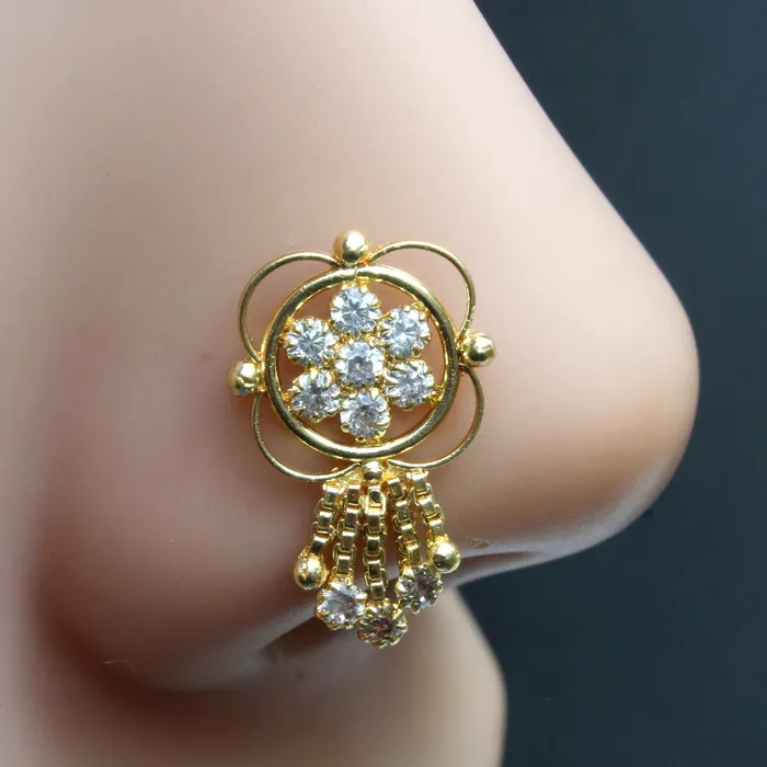 Rings Karizma Jewels Big Indian Nose ring White CZ corkscrew piercing nose ring 22g Rings Karizma Jewels Big Indian Nose ring White CZ corkscrew piercing nose ring 22g
