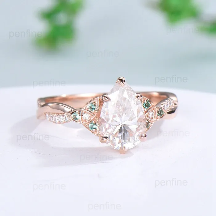 Rings PENFINE Vintage 6x9mm Pear Shaped Moissanite Engagement Ring For Women Unique Norse Viking infinity moissanite wedding ring Twig anniversary gift Rings PENFINE Vintage 6x9mm Pear Shaped Moissanite Engagement Ring For Women Unique Norse Viking infinity moissanite wedding ring Twig anniversary gift