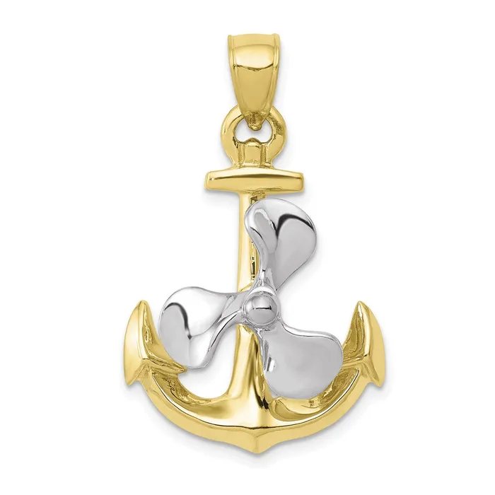 Rings WB Choice Jewelry 10k Twotone 3D Anchor wMoveable Propeller PendantWBC10K1891 Rings WB Choice Jewelry 10k Twotone 3D Anchor wMoveable Propeller PendantWBC10K1891