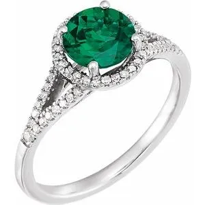 Rings WB Choice Jewelry 14K White LabGrown Emerald 16 CTW Diamond Ring 65130070005PSTWBC Rings WB Choice Jewelry 14K White LabGrown Emerald 16 CTW Diamond Ring 65130070005PSTWBC