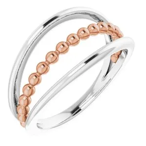 Rings WB Choice Jewelry 14K White Rose Negative Space Beaded Ring 51818105PSTWBC Rings WB Choice Jewelry 14K White Rose Negative Space Beaded Ring 51818105PSTWBC