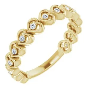 Rings WB Choice Jewelry 14K Yellow 18 CTW Diamond Accented Heart Anniversary Band 123422601PSTWBC Rings WB Choice Jewelry 14K Yellow 18 CTW Diamond Accented Heart Anniversary Band 123422601PSTWBC