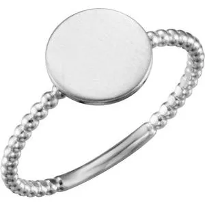 Rings WB Choice Jewelry Continuum Sterling Silver Round Engravable Beaded Ring 514001004PSTWBC Rings WB Choice Jewelry Continuum Sterling Silver Round Engravable Beaded Ring 514001004PSTWBC