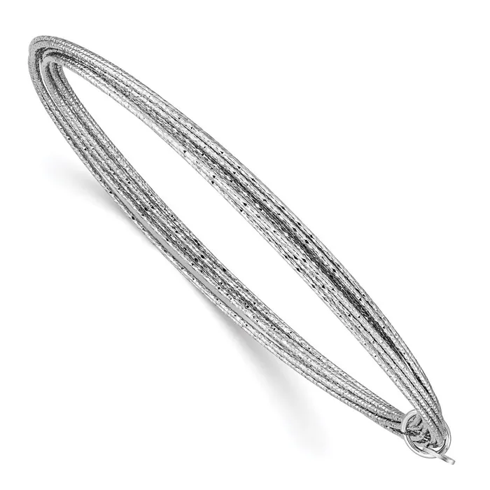 Rings WB Choice Jewelry Sterling Silver Rhodplated DC Texture 11Wire Oval Slipon BangleWBCQB1077 Rings WB Choice Jewelry Sterling Silver Rhodplated DC Texture 11Wire Oval Slipon BangleWBCQB1077