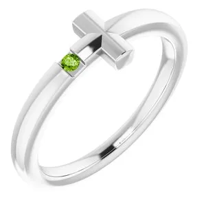 WB Choice Jewelry Rings 14K White 15 mm Round Genuine Peridot Youth Cross RingR4306660009PSTWBC WB Choice Jewelry Rings 14K White 15 mm Round Genuine Peridot Youth Cross RingR4306660009PSTWBC