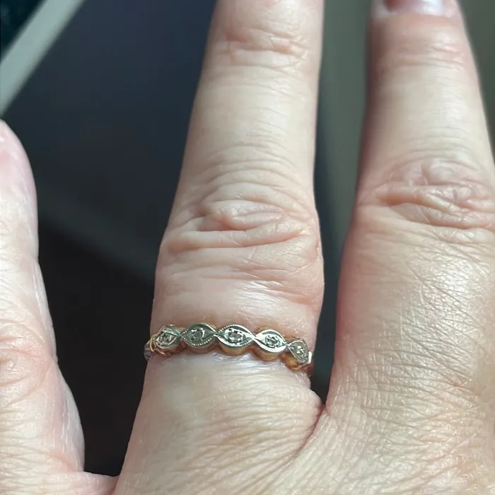 Diamond Wave Band 14k White and Yellow Gold Vintage Vintage Paris Jewelry Rings Diamond Wave Band 14k White and Yellow Gold Vintage Vintage Paris Jewelry Rings