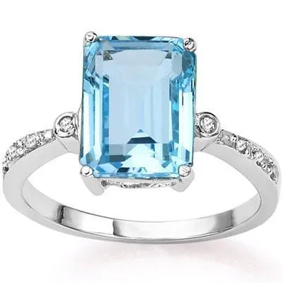 Rings Wholesale Kings Emerald Cut Baby Blue Topaz Ring with Diamond Accents in 14K Gold Rings Wholesale Kings Emerald Cut Baby Blue Topaz Ring with Diamond Accents in 14K Gold