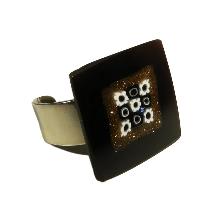 VN Murrine Rings Murano glass square Ring Scacchiera 9 perle set in 925 Sterling Silver VN Murrine Rings Murano glass square Ring Scacchiera 9 perle set in 925 Sterling Silver